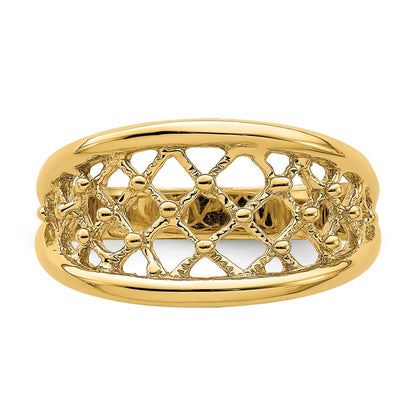 14K Yellow Gold Mesh Ring Tapered Band Ring