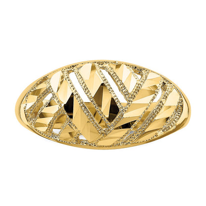 14K Yellow Gold Diamond-cut Striped Cut-Out Dome Ring