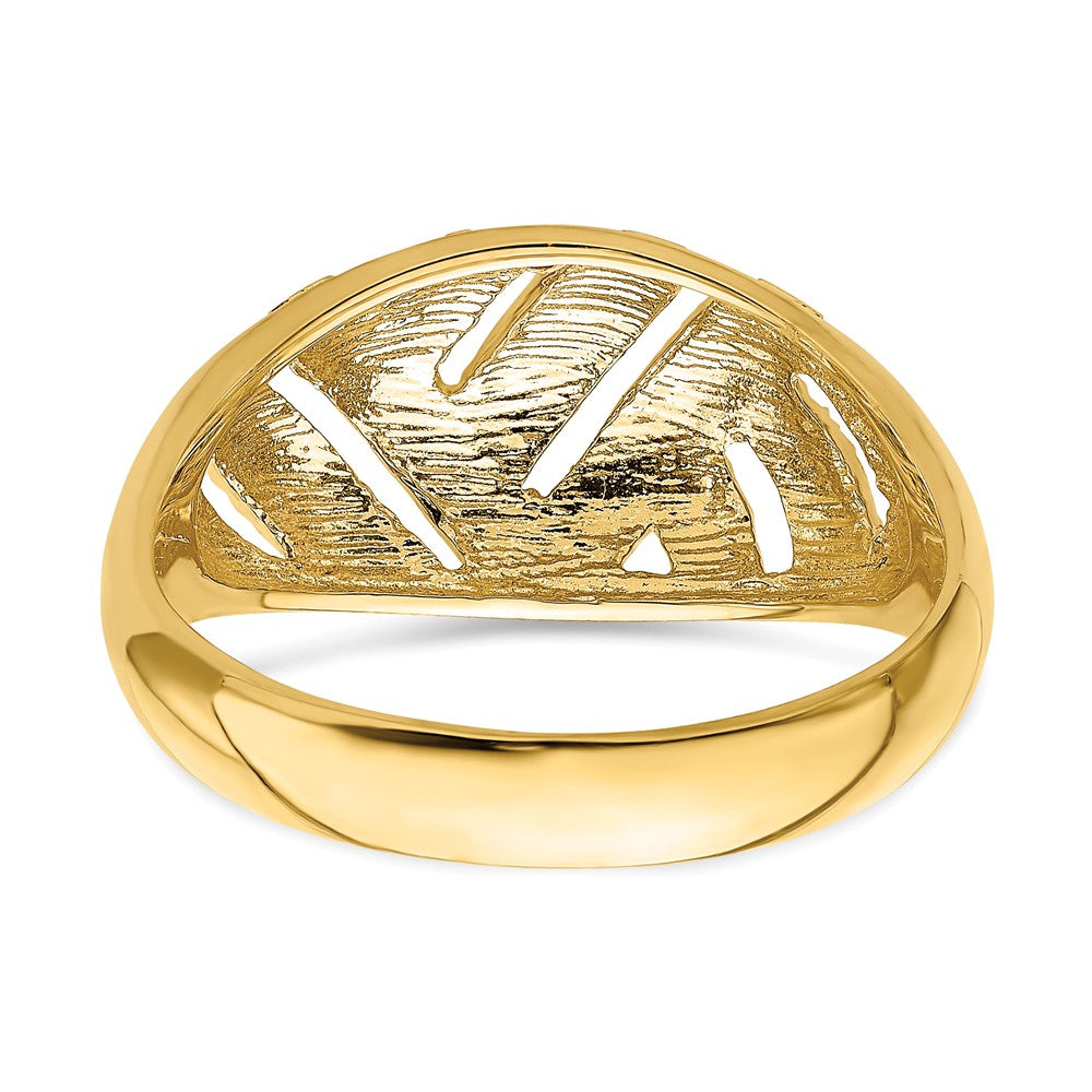 14K Yellow Gold Diamond-cut Striped Cut-Out Dome Ring