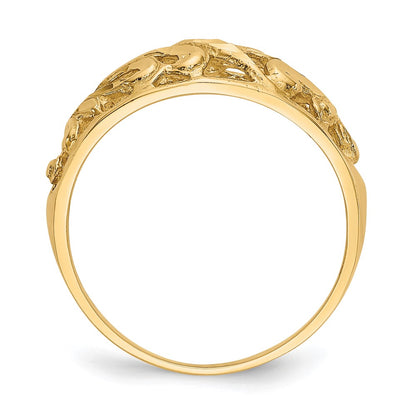14K Yellow Gold Paisley Diamond-cut Design Dome Ring