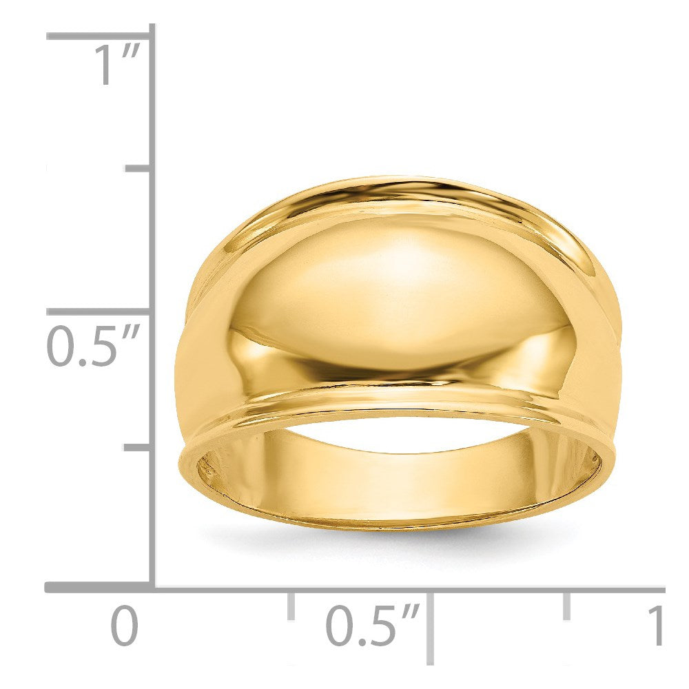 14K Yellow Gold Ridge-edged Dome Ring