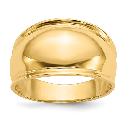 14K Yellow Gold Ridge-edged Dome Ring
