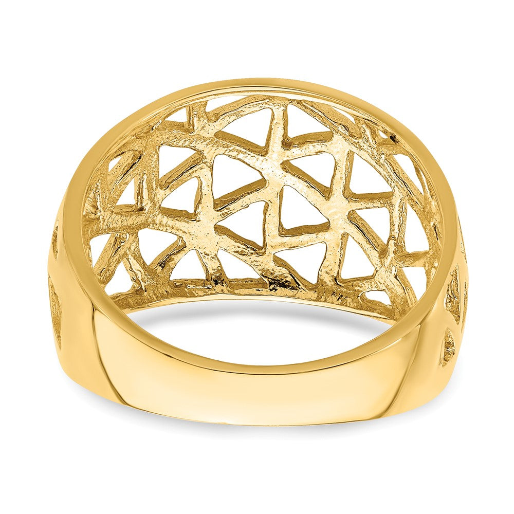 14K Yellow Gold Triangle Cut-out Pattern Dome Ring