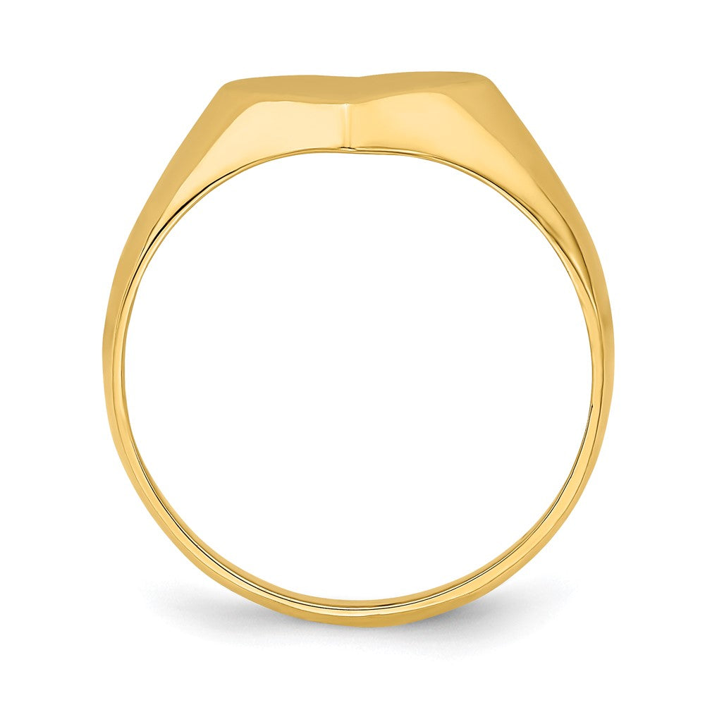 14K Yellow Gold Solid Heart Signet Ring