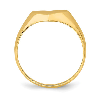 14K Yellow Gold Solid Heart Signet Ring