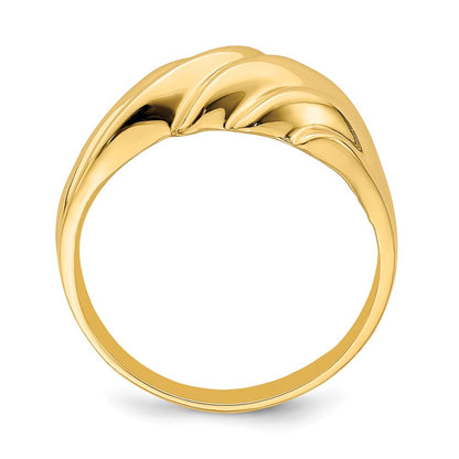 14K Yellow Gold Wave Pattern Dome Ring