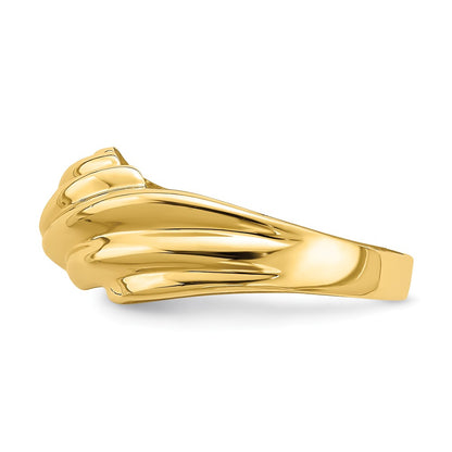 14K Yellow Gold Wave Pattern Dome Ring