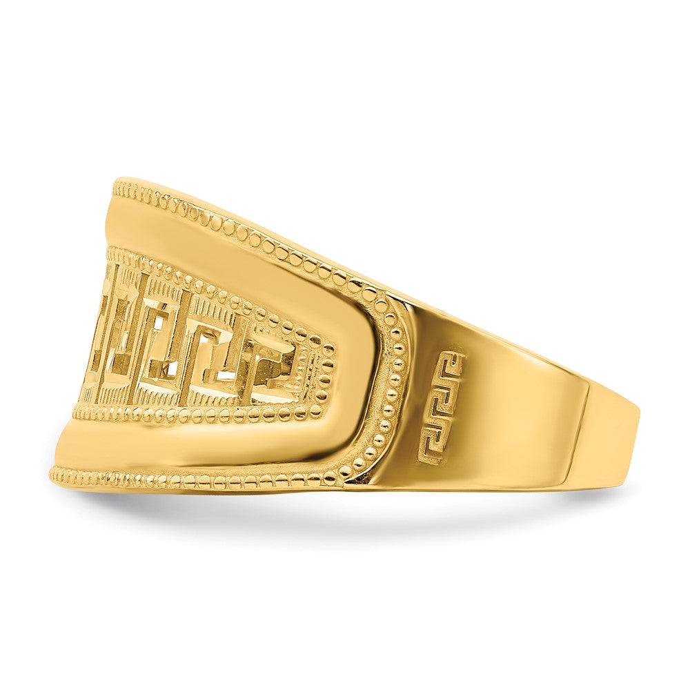 14K Yellow Gold Tapered Greek Key Ring
