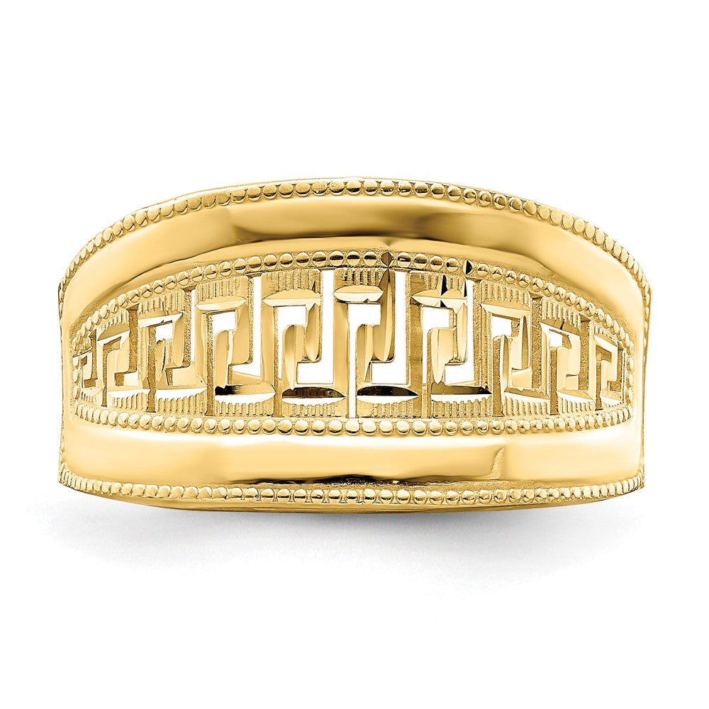 14K Yellow Gold Tapered Greek Key Ring