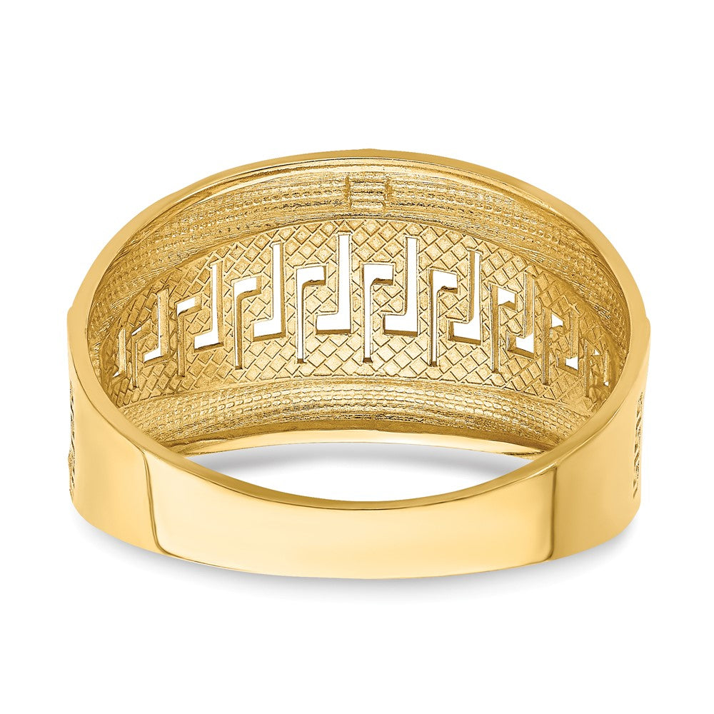 14K Yellow Gold Tapered Greek Key Ring