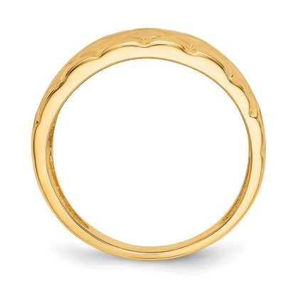 14K Yellow Gold Marquise Pattern Dome Ring