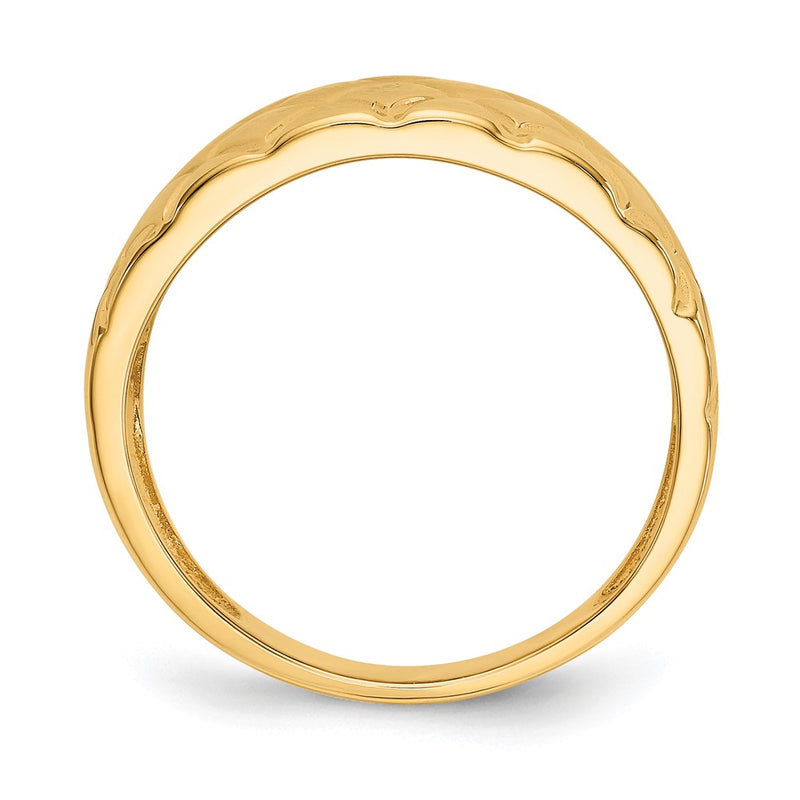 14K Yellow Gold Marquise Pattern Dome Ring