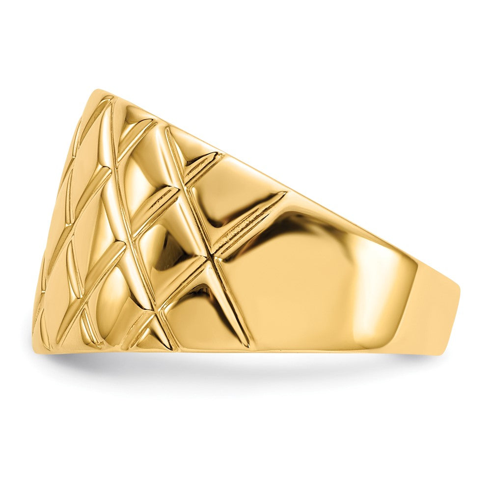 14K Yellow Gold Marquise Pattern Dome Ring