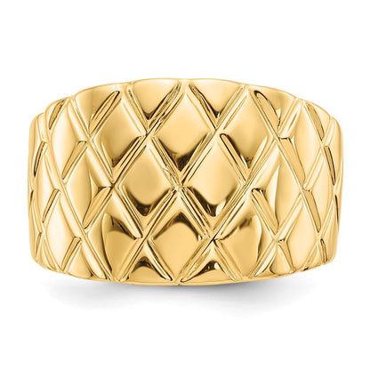 14K Yellow Gold Marquise Pattern Dome Ring