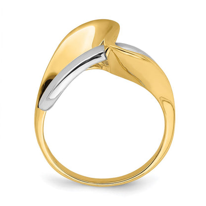 14K Two-Tone Gold Freeform Style Wave Ring