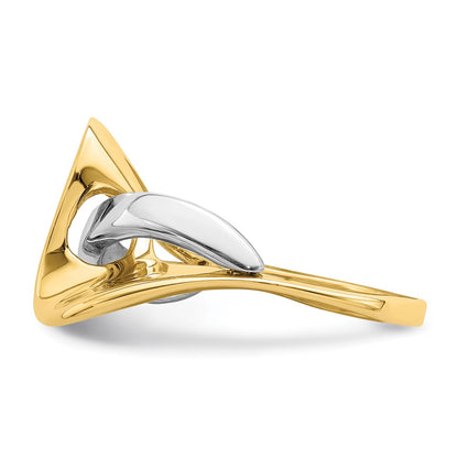 14K Two-Tone Gold Freeform Style Wave Ring