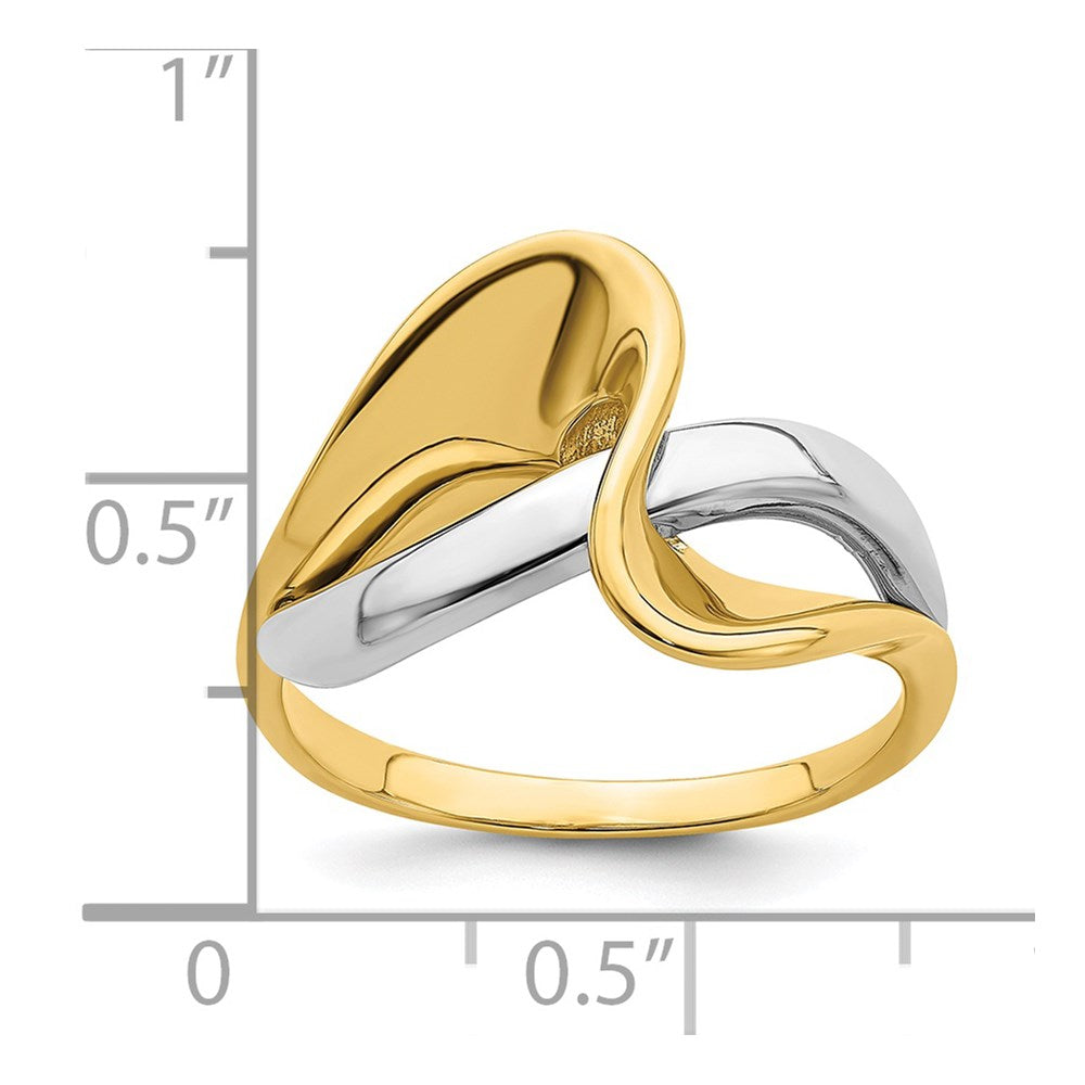 14K Two-Tone Gold Freeform Style Wave Ring