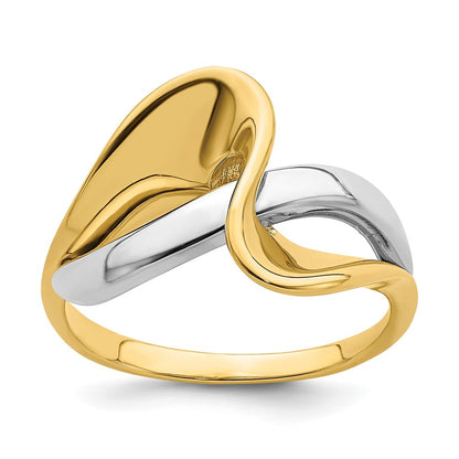 14K Two-Tone Gold Freeform Style Wave Ring