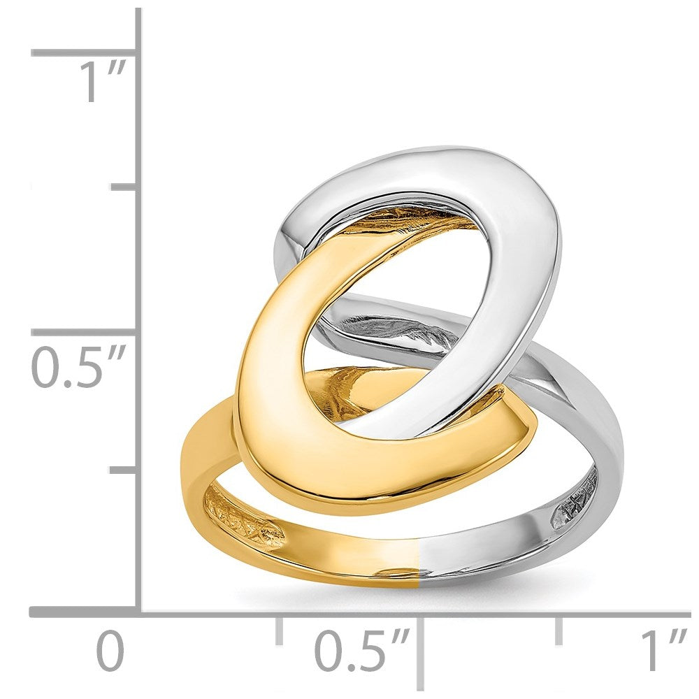 14K Two-Tone Gold Fashion Swirl O Ring