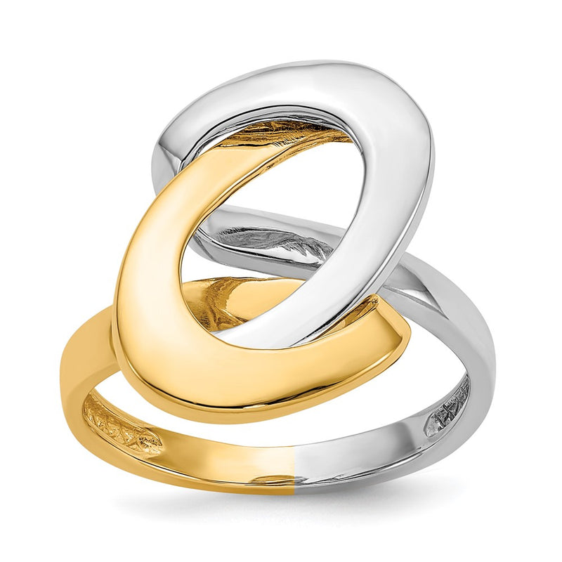14K Two-Tone Gold Fashion Swirl O Ring