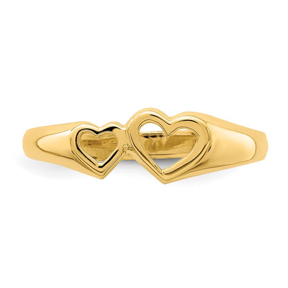 14K Yellow Gold Double Heart Cut-Out Ring
