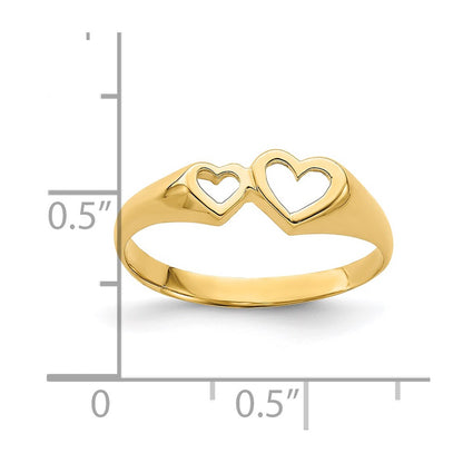 14K Yellow Gold Double Heart Cut-Out Ring