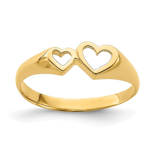14K Yellow Gold Double Heart Cut-Out Ring