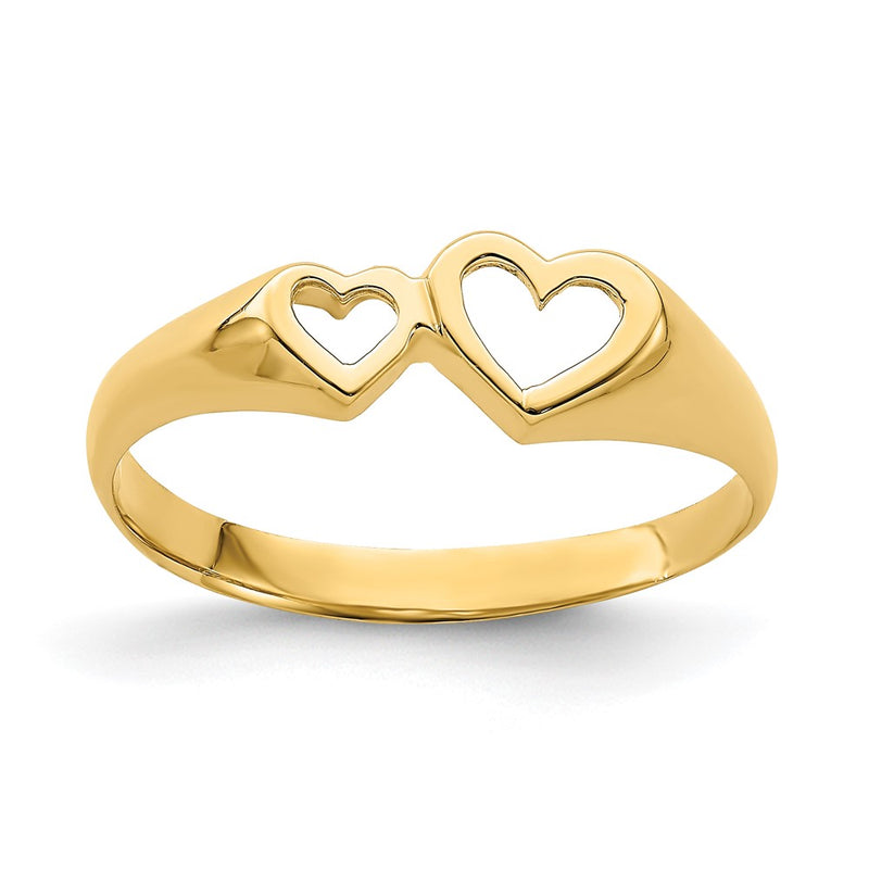 14K Yellow Gold Double Heart Cut-Out Ring