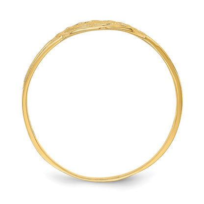 14K Yellow Gold Diamond-cut Cut-Out Heart Ring