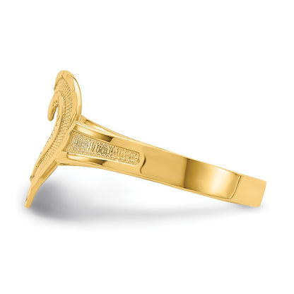 14K Yellow Gold Diamond-cut Cut-Out Heart Ring