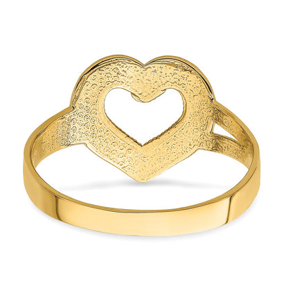 14K Yellow Gold Diamond-cut Cut-Out Heart Ring