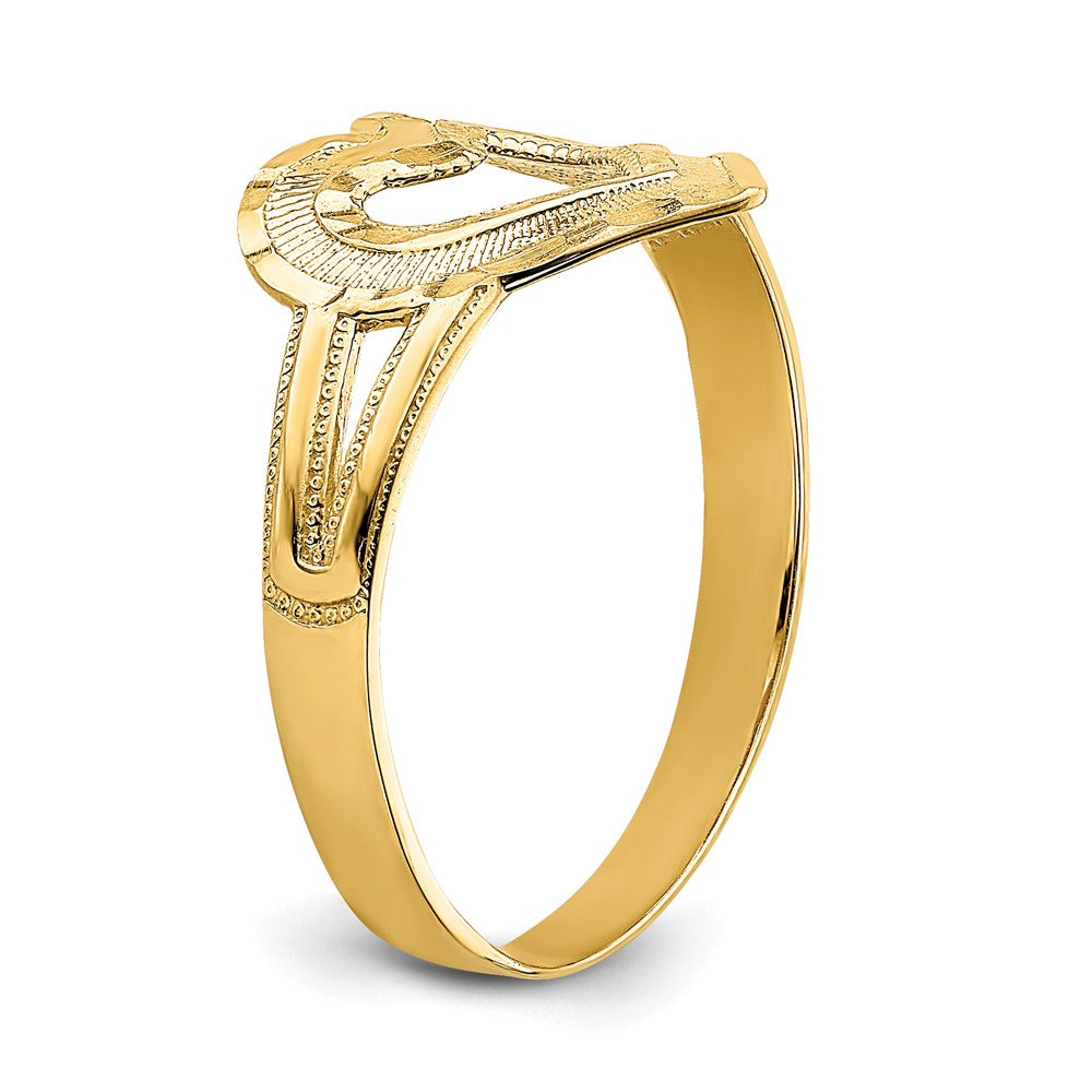 14K Yellow Gold Diamond-cut Cut-Out Heart Ring