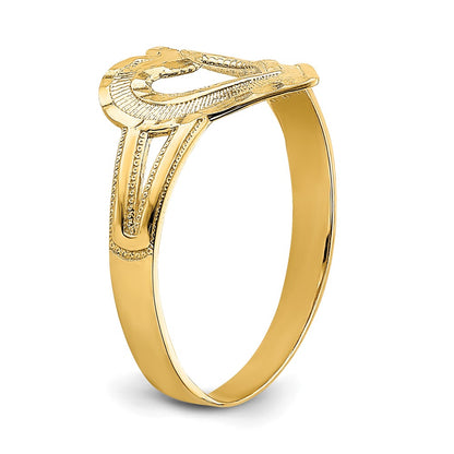 14K Yellow Gold Diamond-cut Cut-Out Heart Ring