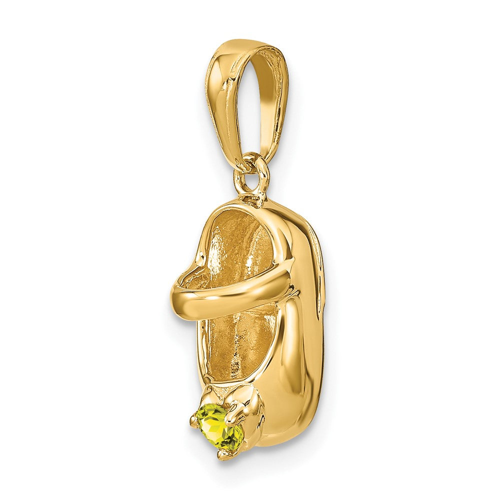14k Yellow Gold 3-D November/Synthetic Stone Engraveable Baby Shoe Charm