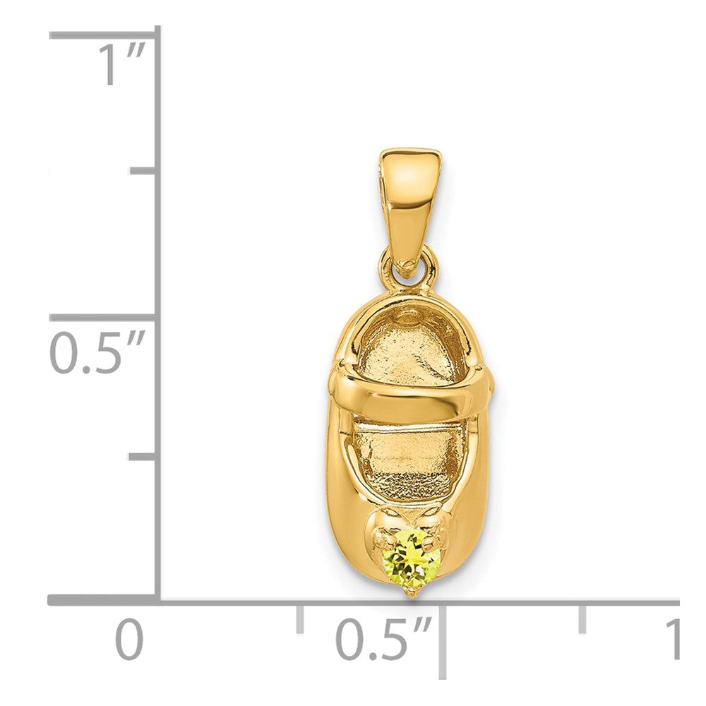 14k Yellow Gold 3-D November/Synthetic Stone Engraveable Baby Shoe Charm