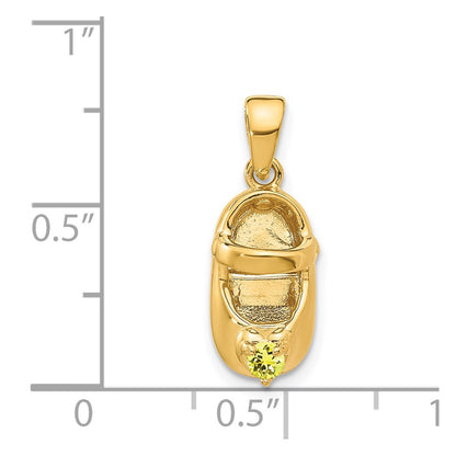 14k Yellow Gold 3-D November/Synthetic Stone Engraveable Baby Shoe Charm