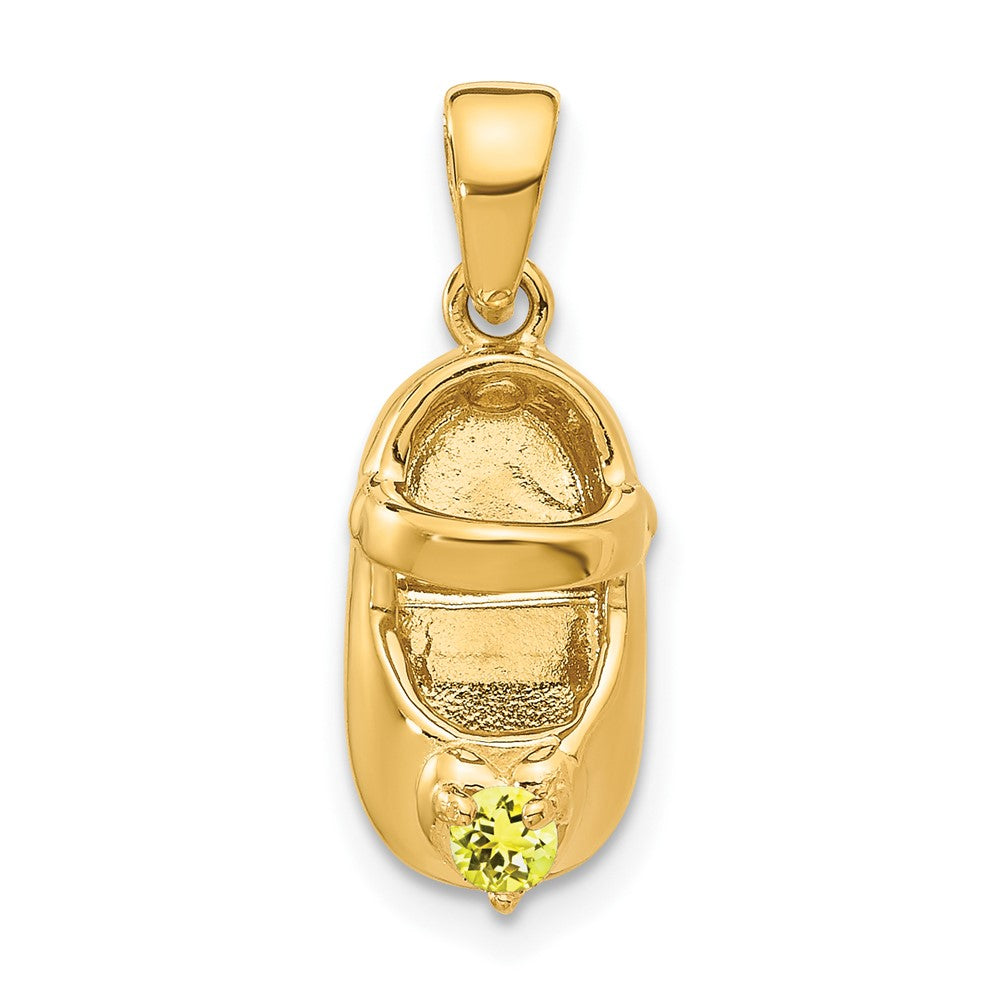 14k Yellow Gold 3-D November/Synthetic Stone Engraveable Baby Shoe Charm