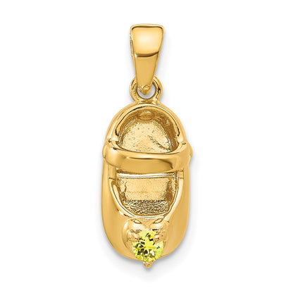 14k Yellow Gold 3-D November/Synthetic Stone Engraveable Baby Shoe Charm