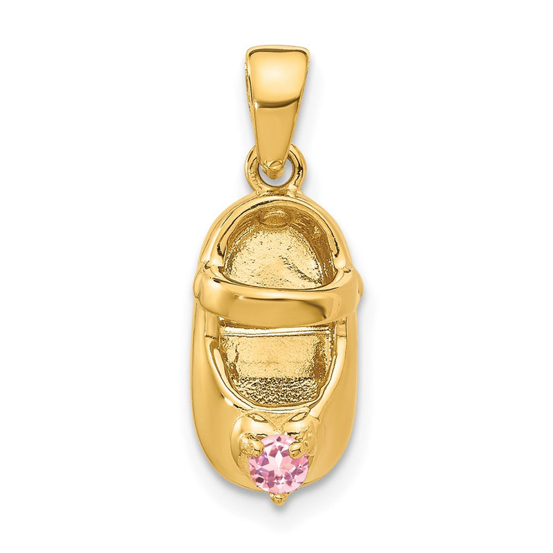 14k Yellow Gold 3-D October/Synthetic Stone Engraveable Shoe Charm