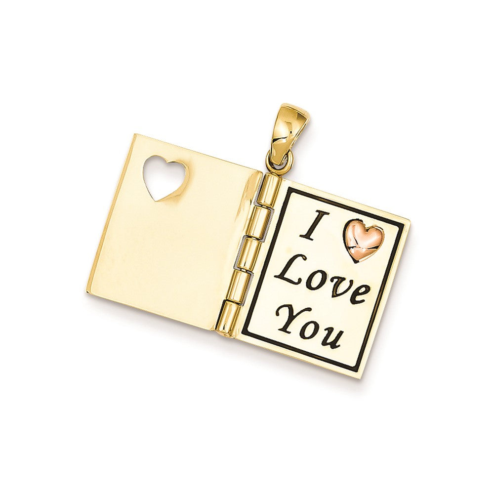 14k Two-tone Gold 3D Enameled LOVING GRANDMA Book Pendant