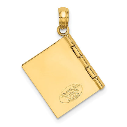 14k Two-tone Gold 3D Enameled LOVING GRANDMA Book Pendant