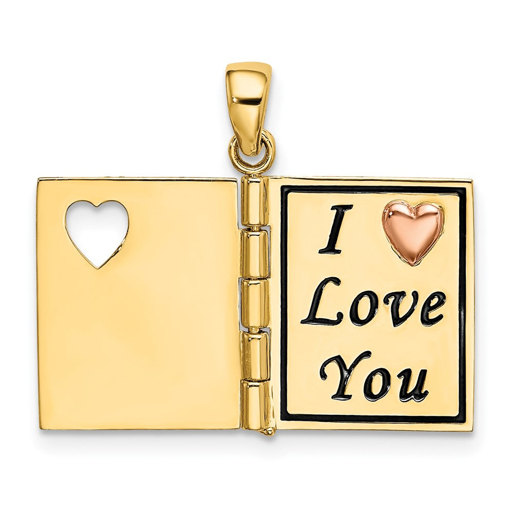 14k Two-tone Gold 3D Enameled LOVING GRANDMA Book Pendant