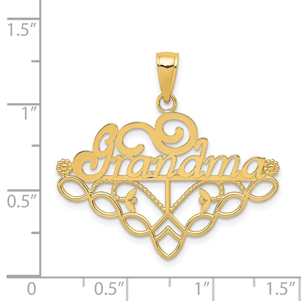 14k Yellow Gold GRANDMA Birthstone Charm Holder Pendant