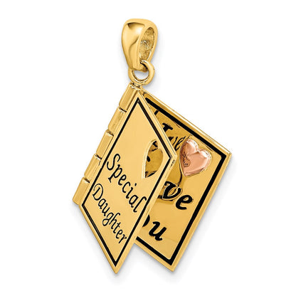 14k Two-tone Goldy & Rose Gold Enameled Special Daughter Charm