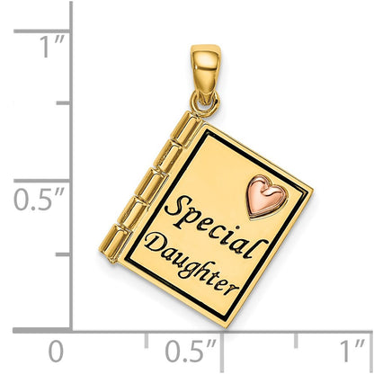 14k Two-tone Goldy & Rose Gold Enameled Special Daughter Charm