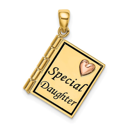 14k Two-tone Goldy & Rose Gold Enameled Special Daughter Charm