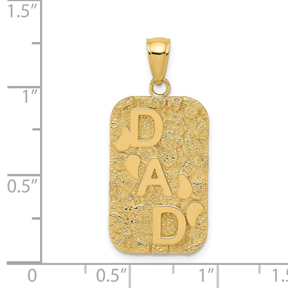14k Yellow Gold DAD Gold Nugget Dog Tag Pendant