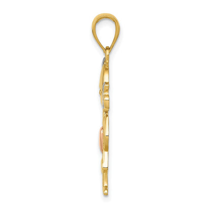 14k Two-tone Gold Yellow and Rose Gold w/Rhodium Girl Pendant