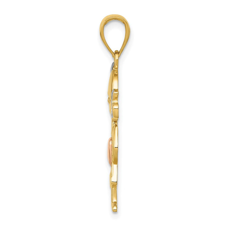 14k Two-tone Gold Yellow and Rose Gold w/Rhodium Girl Pendant
