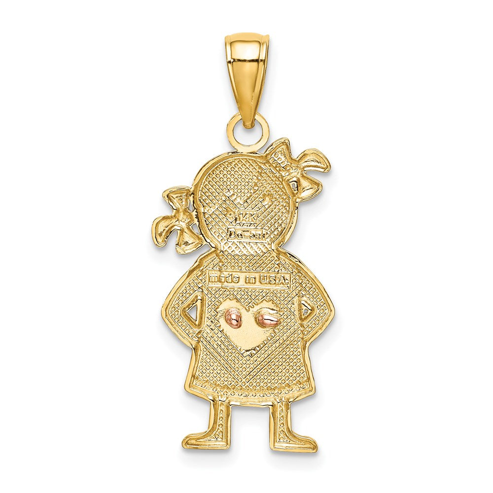 14k Two-tone Gold Yellow and Rose Gold w/Rhodium Girl Pendant